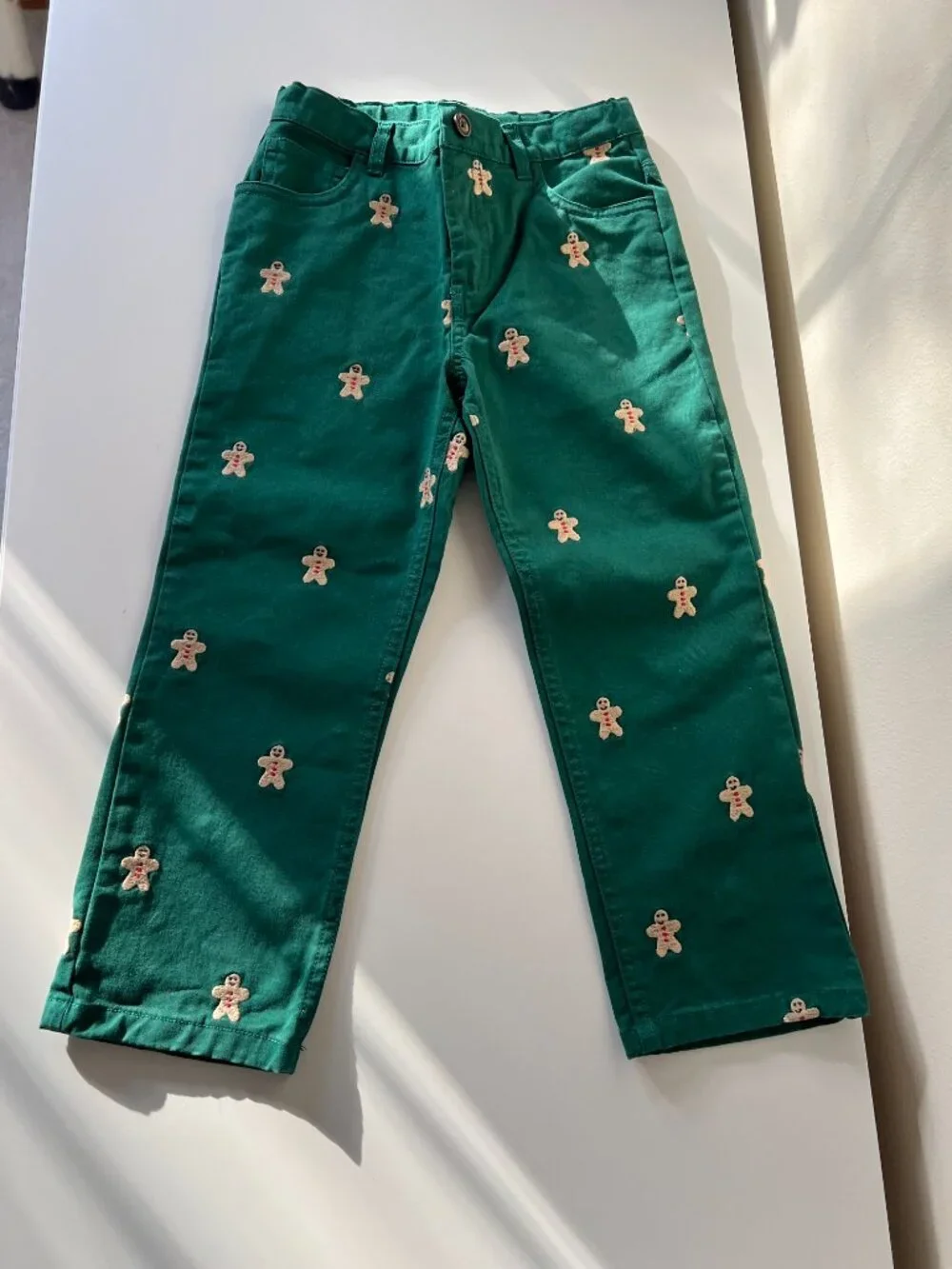 Gymboree Boy's Christmas Outfit, Gingerbread Pants, Tree Vest, White Shirt | 5T